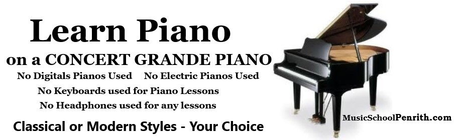 learn piano on a grande piano